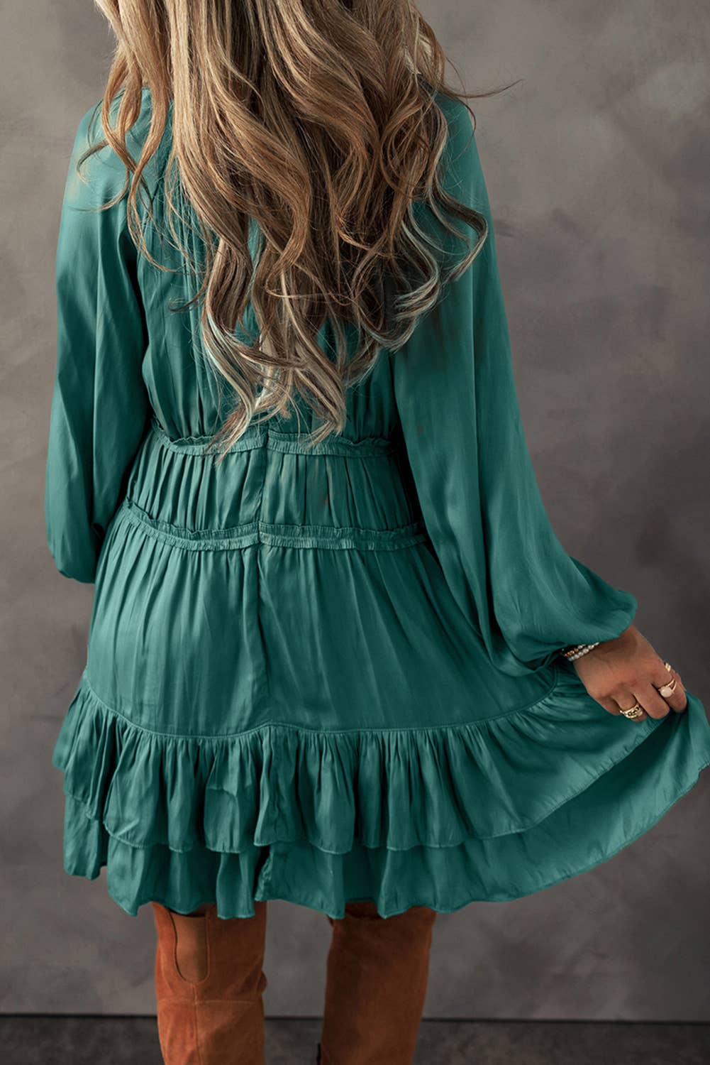 Tiered Ruffled Puff Mini Dress