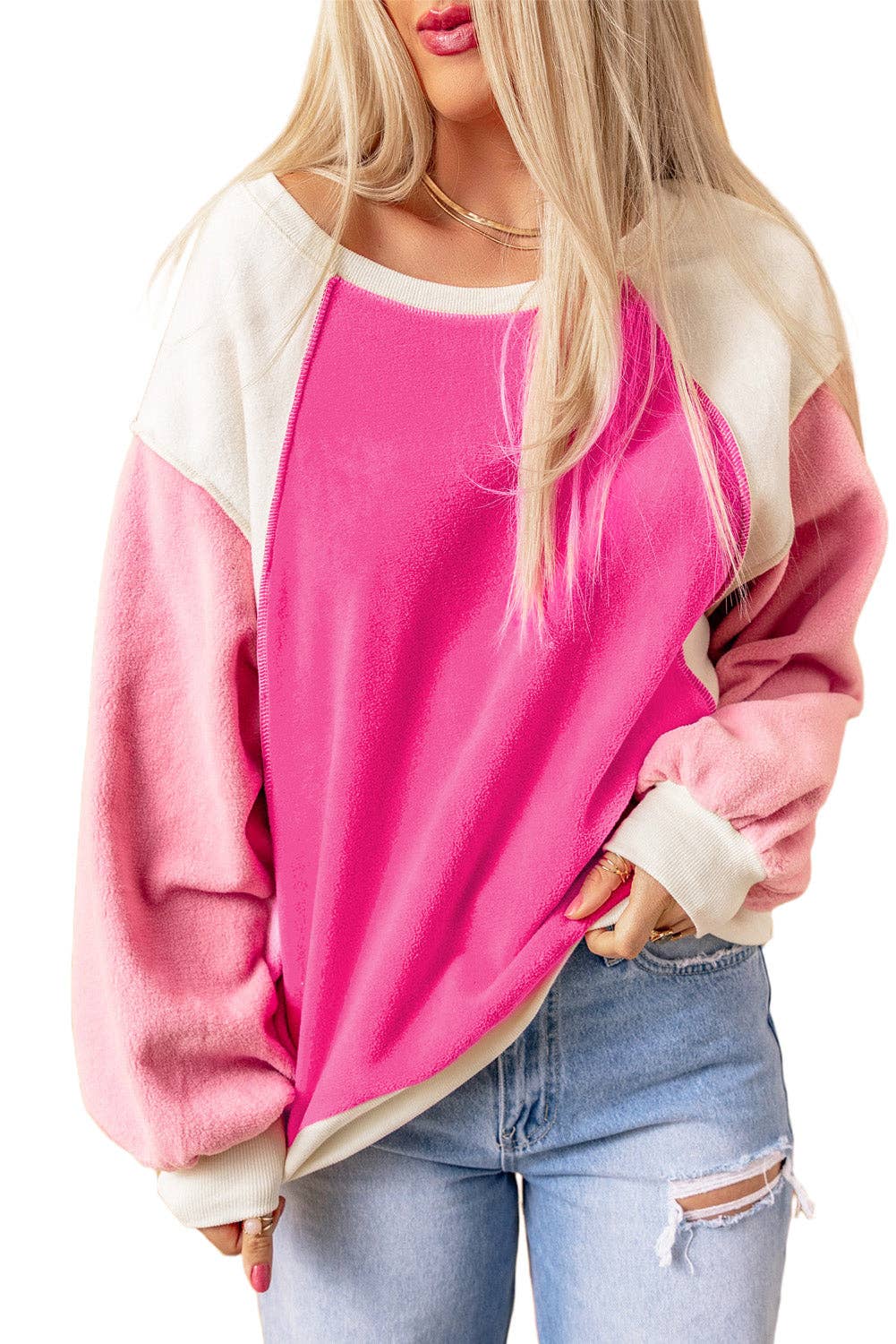 Colorblock Fleece Long Sleeve Sweatshirt