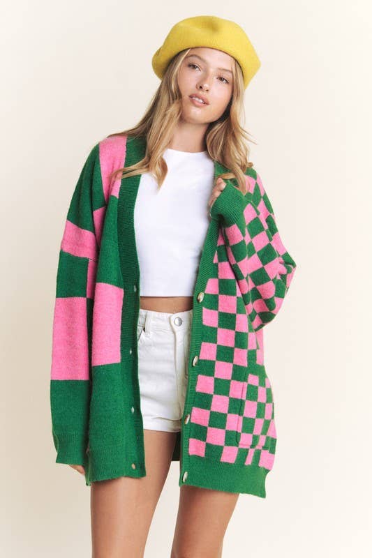 Oversized Checkered Carigan