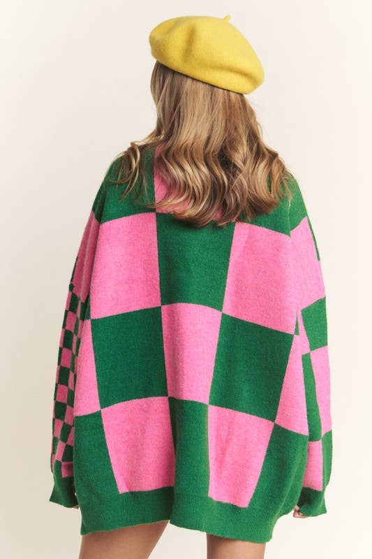 Oversized Checkered Carigan