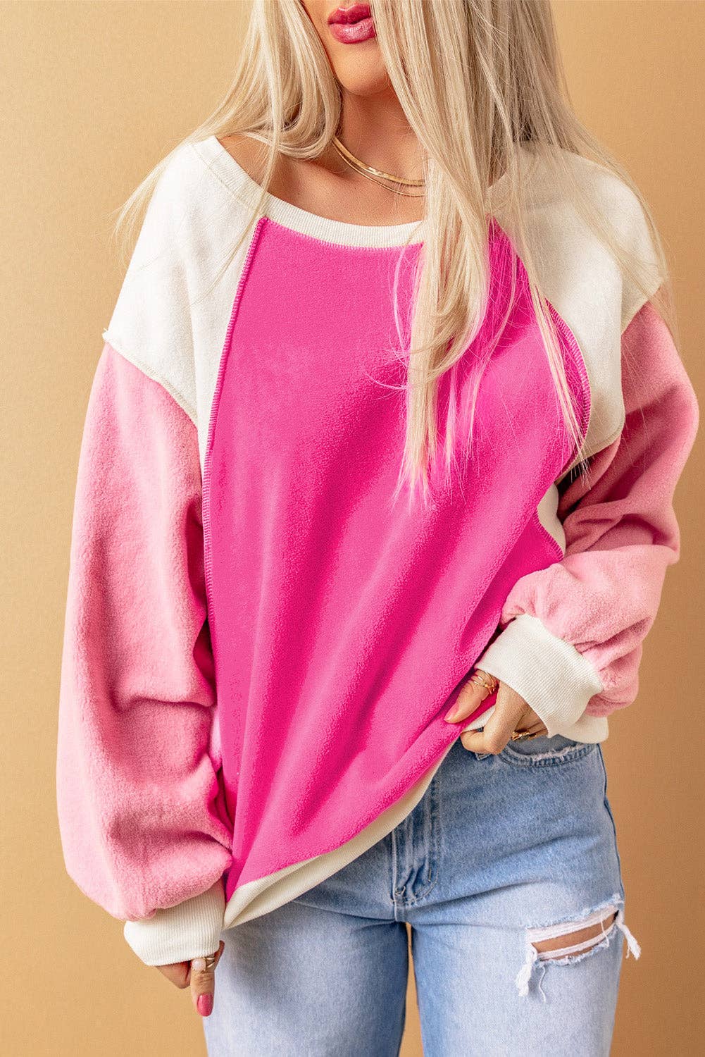 Colorblock Fleece Long Sleeve Sweatshirt