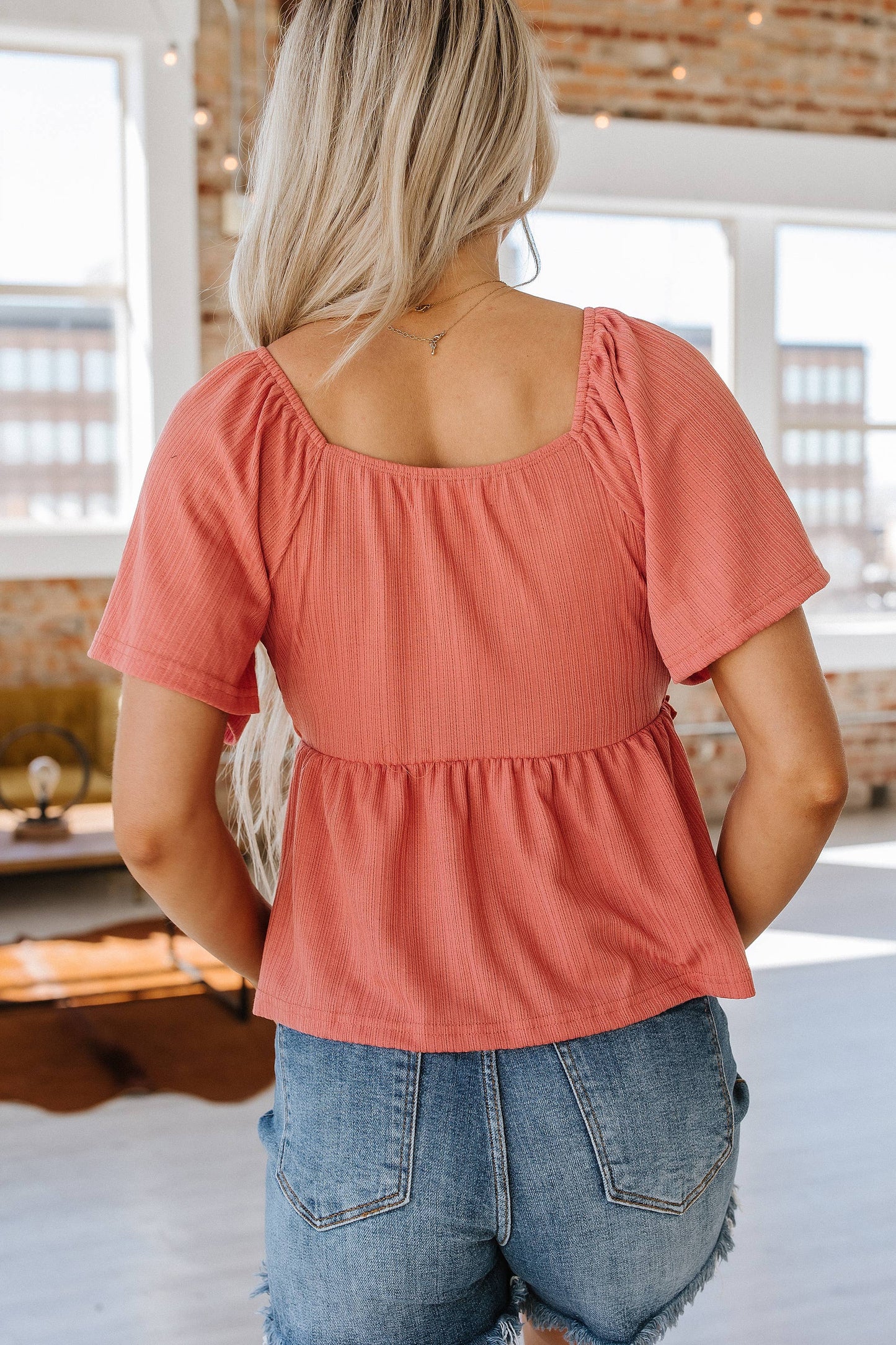 Flutter Sleeve V-Neck Blouse